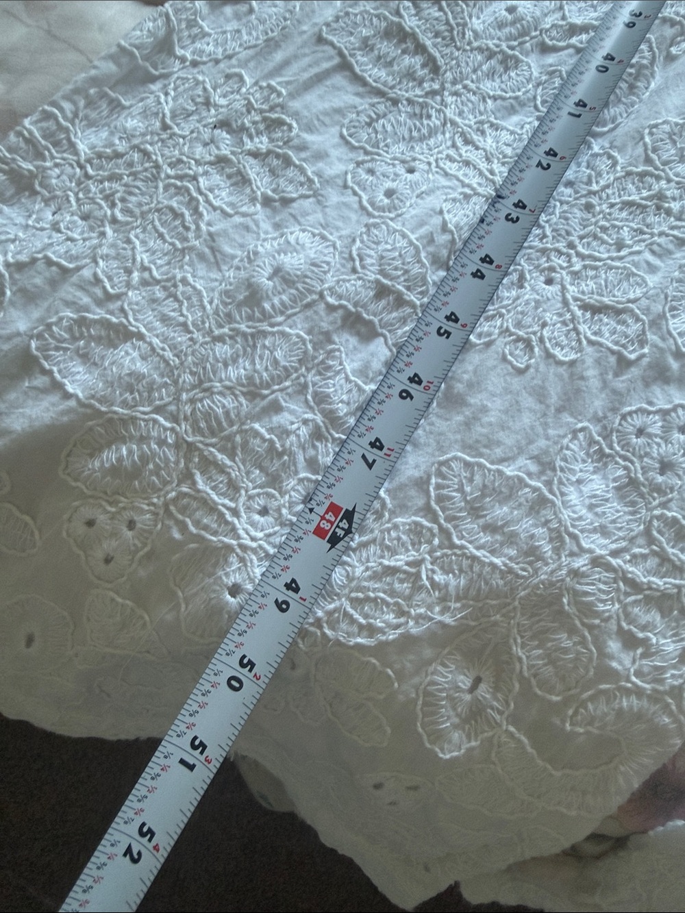 Zara White Eyelet V-Neck Maxi jumpsuit size XS cotton with floral embroidered - Picture 6 of 9